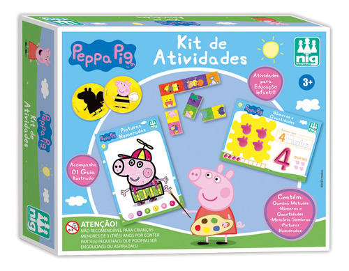 Kit Educação Infantil Peppa Pig Jogo Memória/pintura/dominó