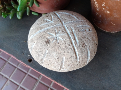 Kultrún -tallado En Piedra De Aconcagua