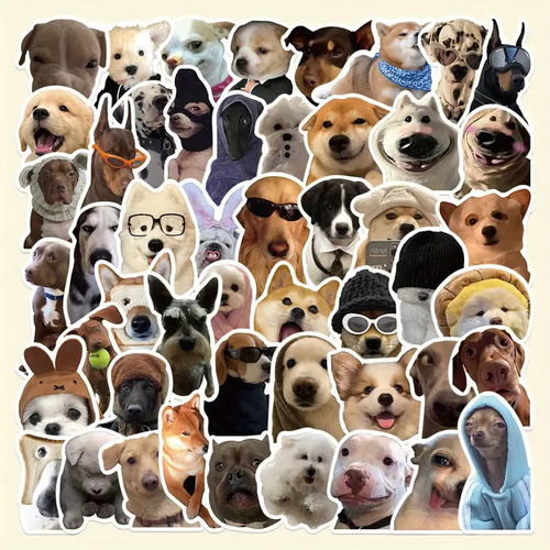 50 Calcomanías Sticker Impermeables De Curiosos Perros Meme