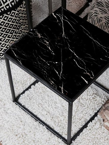 Mesa Ratona Simil Marmol Con Est. Hierro Estilo Minimalista