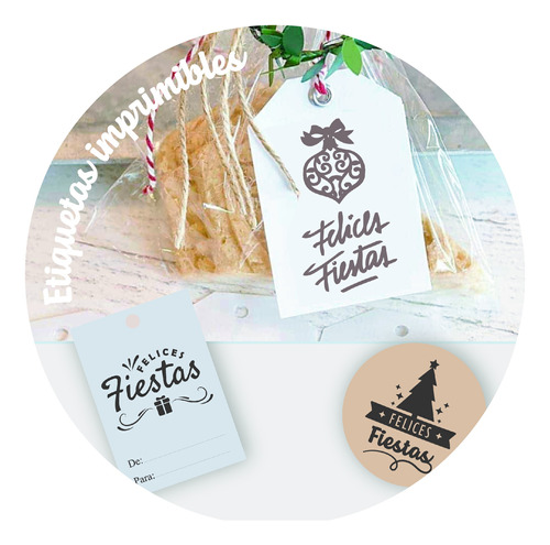 Kit Imprimible Emprendedores Etiquetas Felices Fiestas