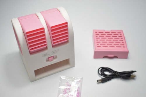 Mini Ventilador Dual Tipo Turbina Compartimento Aroma Rosa