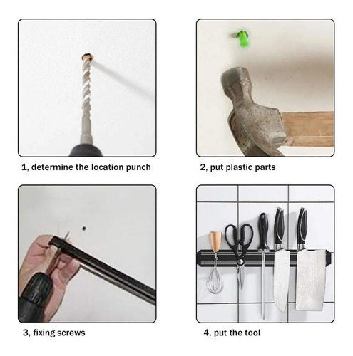 Imagen 8 de 10 de Iman Para Cuchillos Barra Magnética Porta Cuchillos 38 Cm