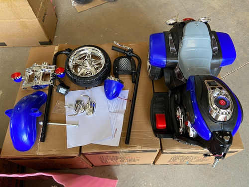 Moto Chopper Eléctrica Recargable Para Niños 6v Machuka 144 Color Azul