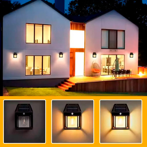 Luminaria Arandela Parede Luz Solar Sensor Presença Externo