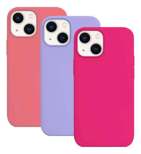 Capa iPhone 13 - Kit 3 Capinhas Premium Silicone Aveludado
