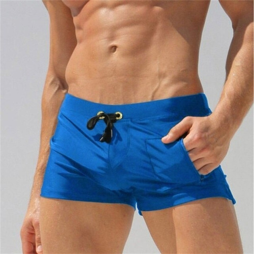 Traje Baño Hombre Sexy Deportivo Negro Y Azul