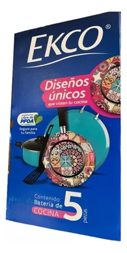 Batería De Cocina Ekco Antiadherente 773765 De 5 Piezas Color Azul