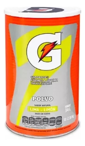 Gatorade En Polvo De 2.38 Kg Y Rinde 34l Sabor Lima-limón