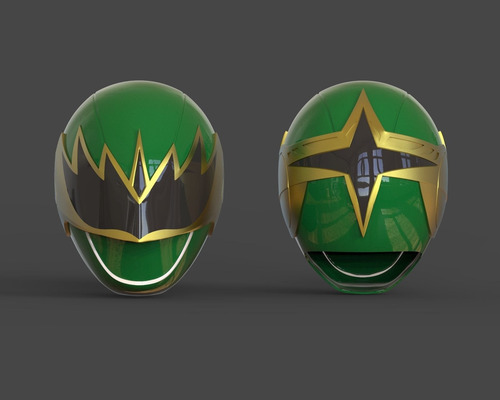 Escultura Power Ranger Samurai Green Helmet Mode 2