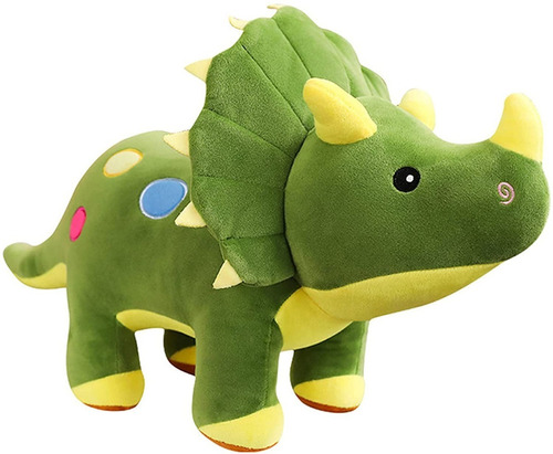Dinosaurio Triceratops Verde Peluche 40 Cm De Largo