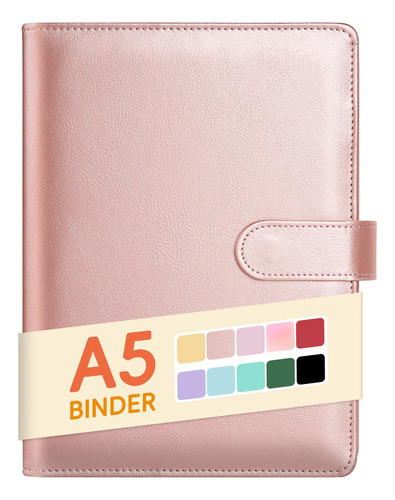 Carpeta A5 Para Agenda 6 Ganchos Rosa Gold