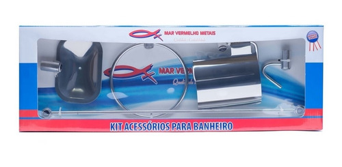 Kit Acessórios Para Banheiro Aço Inox 5 Peças Mar Vermelho