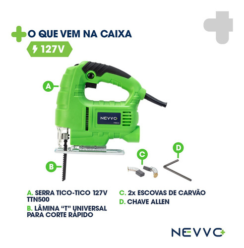 Serra Tico-tico Ttn500 127v 3000rpm C/ Base Regulável Nevvo