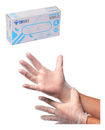 Guantes De Vinilo Blanco Topsafe 100 Un