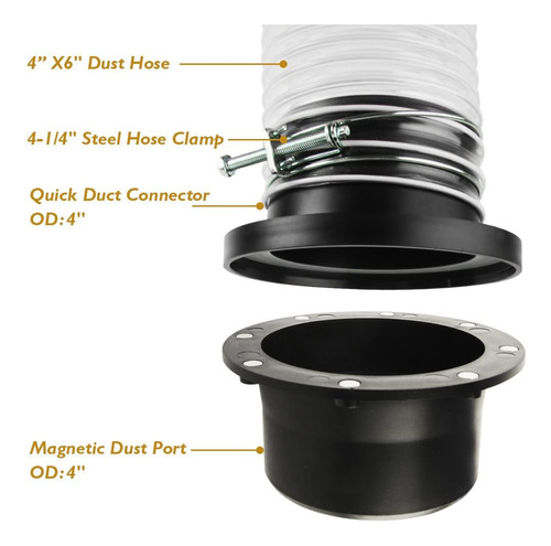 Sistema Colector De Polvo Magnético Portátil 10cm Negro Osko