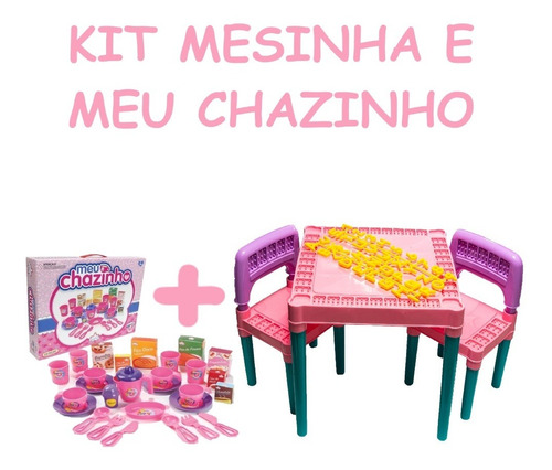 Meu Chazinho Crec Crec Brincadeira Real + Mesinha Rosa