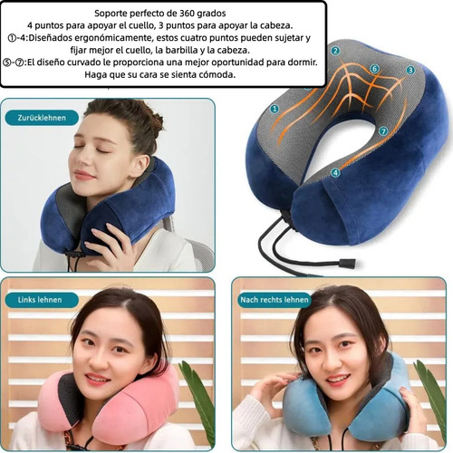 Almohada Para Cuello De Viaje Espuma Viscoelástica 4 Piezas