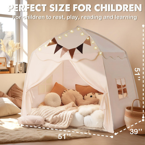 Cama Infantil Extra Grande Tent Little Dove Con Banderas Y L