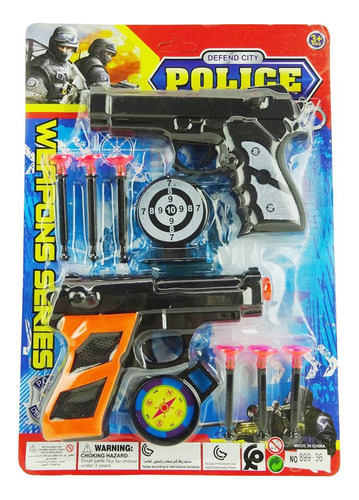 Kit Pistola De Juguete Arma Dardos Policia Ladron Disfraz Sb