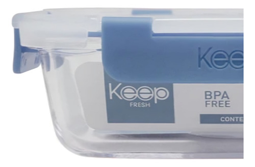 Hermetico Rectangular 640ml Glass Keep Color Azul