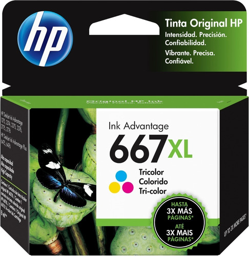 Cartucho De Tinta Hp 667xl Tricolor Original (3ym80al)