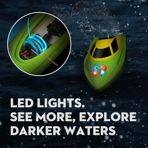 Zyerch Rc Boat - Barco De Control Remoto Con Luz Led, 2.4 Gh