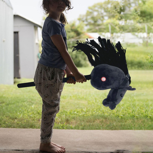 Bastón De Peluche Para Montar , Cabeza Cosida A Mano, Negro