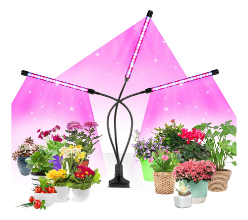 60 Luces Led Plantas Temporizador 3h  12h9h Con 3 Cabezales