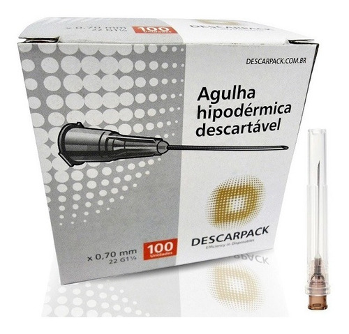 Agulha 25x0,70 22g Descartavel Esteril Hipodermica 100 Unids