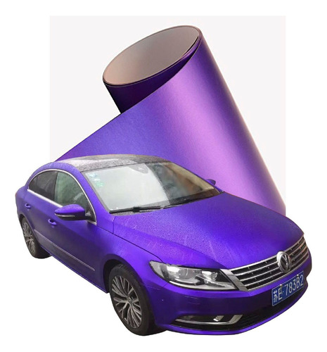 Rollo Vinil Automotriz Morado Mate Cromo  18 Metros