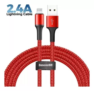 Cable Usb / Lightning / Baseus / 1 Metro Carga Rapida 2.4 A Color Rojo