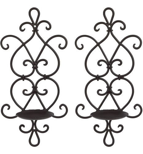 Juego De 2 Candelabros De Pared Con Pergamino De  L, Co...