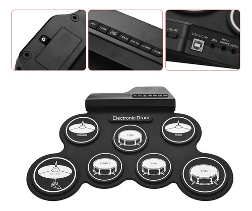 Tamaño Compacto Usb Roll--up Batería De Silicona Digital E