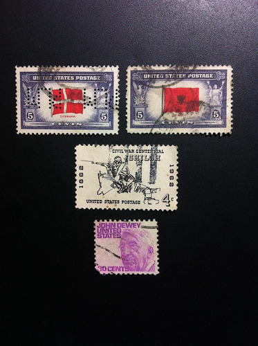 4 Timbres Postales E U A Estampillas 1960s