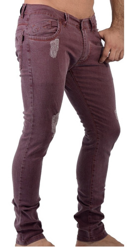 Imagen 1 de 4 de Pantalon Jean Hombre Elastizado Semichupin Rotura Colores