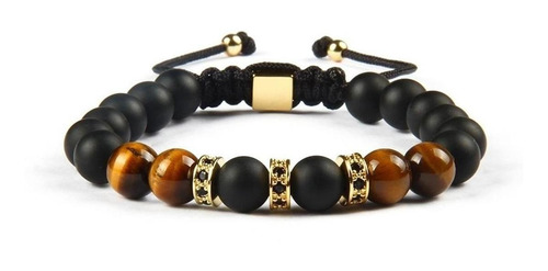 Pulsera Moda Hombre Mujer Onix Y Ojo De Tigre Modd08 Diámetro 7 cm Largo 18 cm