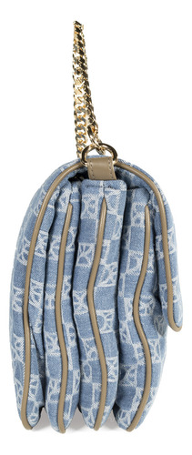 Bolsa Satchel Cloe Para Mujer Insignia Metálica En Iniciales Color Azul