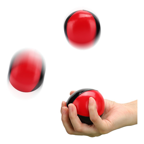 Pelota De Malabarismo De Cuero 3pcs Rojo Negro Pu Alta Gama