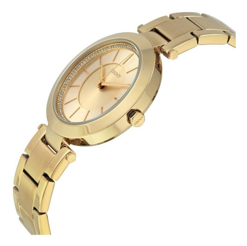 Relógio Pulso Feminino Dkny Donna Karan Aço Dourado Champagn