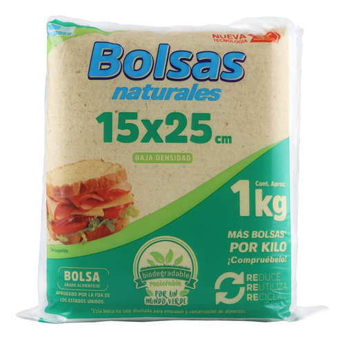 Bulto 25 Kg Bolsa Natural Transparente Bio Medidas 15 X 25 Cm - Cal. 125