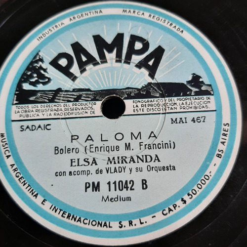 Pasta Elsa Miranda Con Vlady Su Orquesta Pampa C411