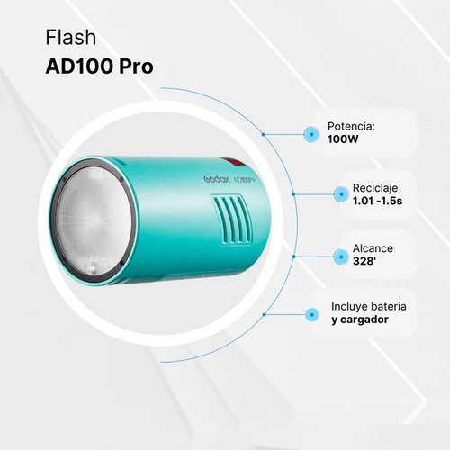 Flash De Bolsillo Godox Ad100pro Ttl Hss 100w Verde Menta