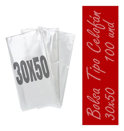 Bolsa Tipo Celofán Sin Adhesivo 30x50 Cms. (100 Und)