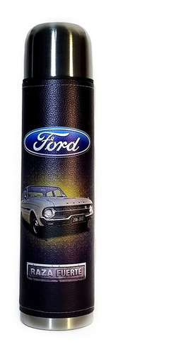 Termo Acero Inoxidable 1 Litro Forrado En Cuero Ford