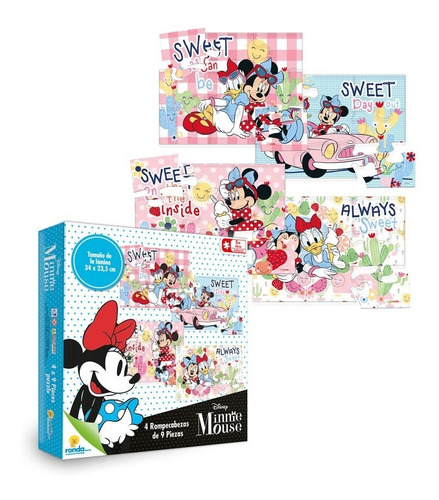 Set 4 Puzzles De 9 Piezas Minnie Mouse - Toy Store