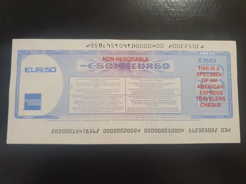 Colección Rareza - Cheque Viajero American Express Specimen