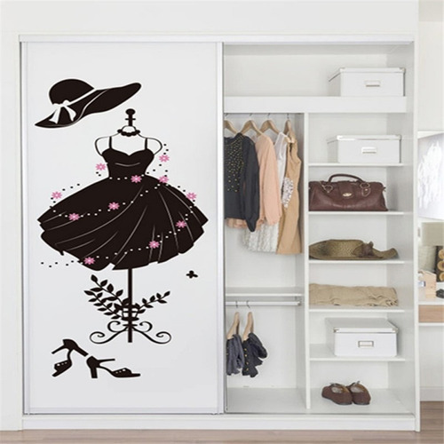 Vinilo Decorativos Pared  Vestido Para Vestidor Placard100l