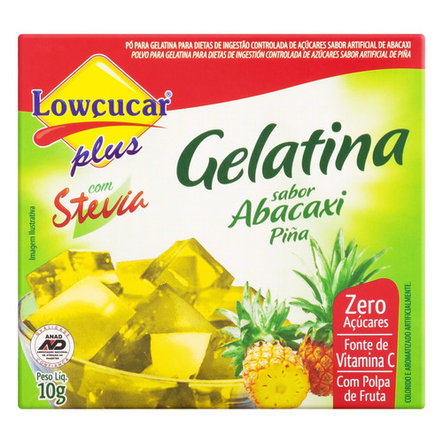 Gelatina Pó com Stevia Abacaxi Zero Açúcar Lowçucar Plus Caixa 10g