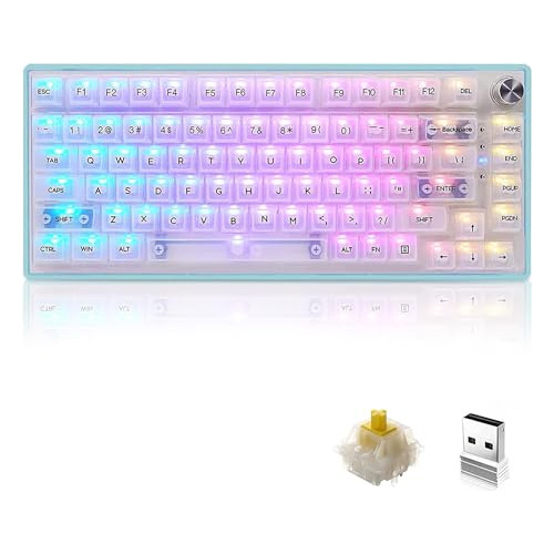 Boyi Wk82 Teclado Transparente Con Knob,82 Key Wireless Hot